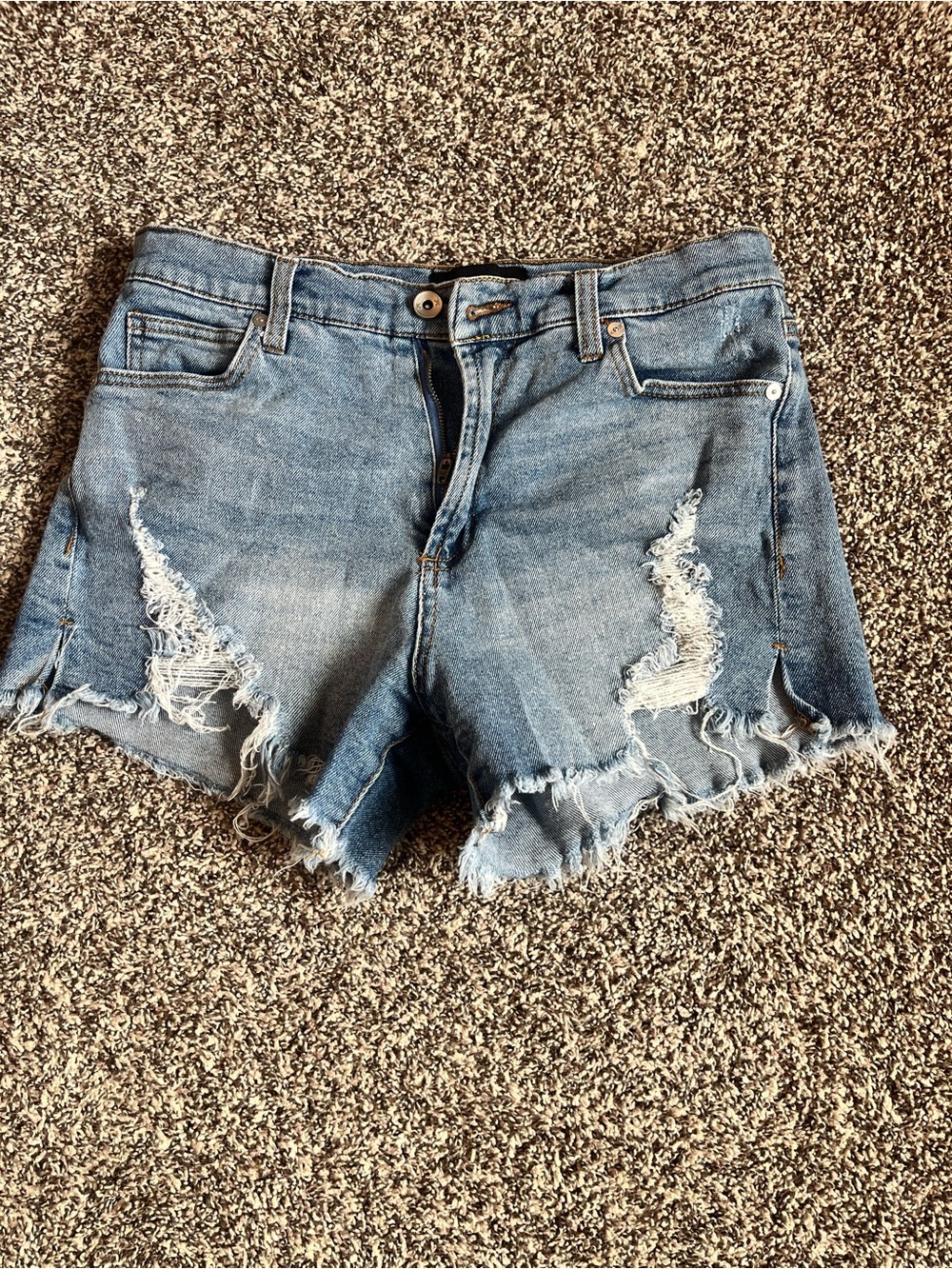 Kendall & Kylie Light Blue Distressed Denim Cutoff Shorts